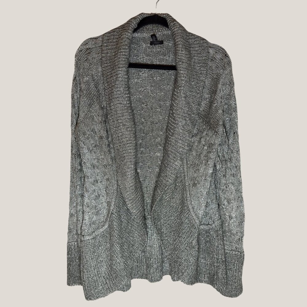 Soma Cozy Gray Open Front Knit Cardigan Sweater, XL